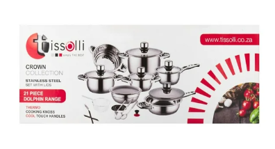 Tissolli 21-Piece Crown Stainless Steel Cookware Set